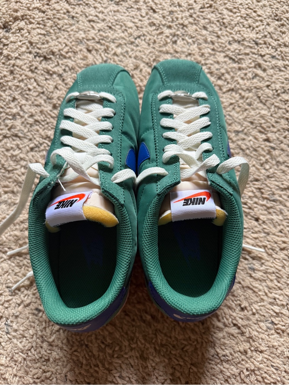 Nike Cortez Txt 2 Green Canvas Sneakers with Blue Accents